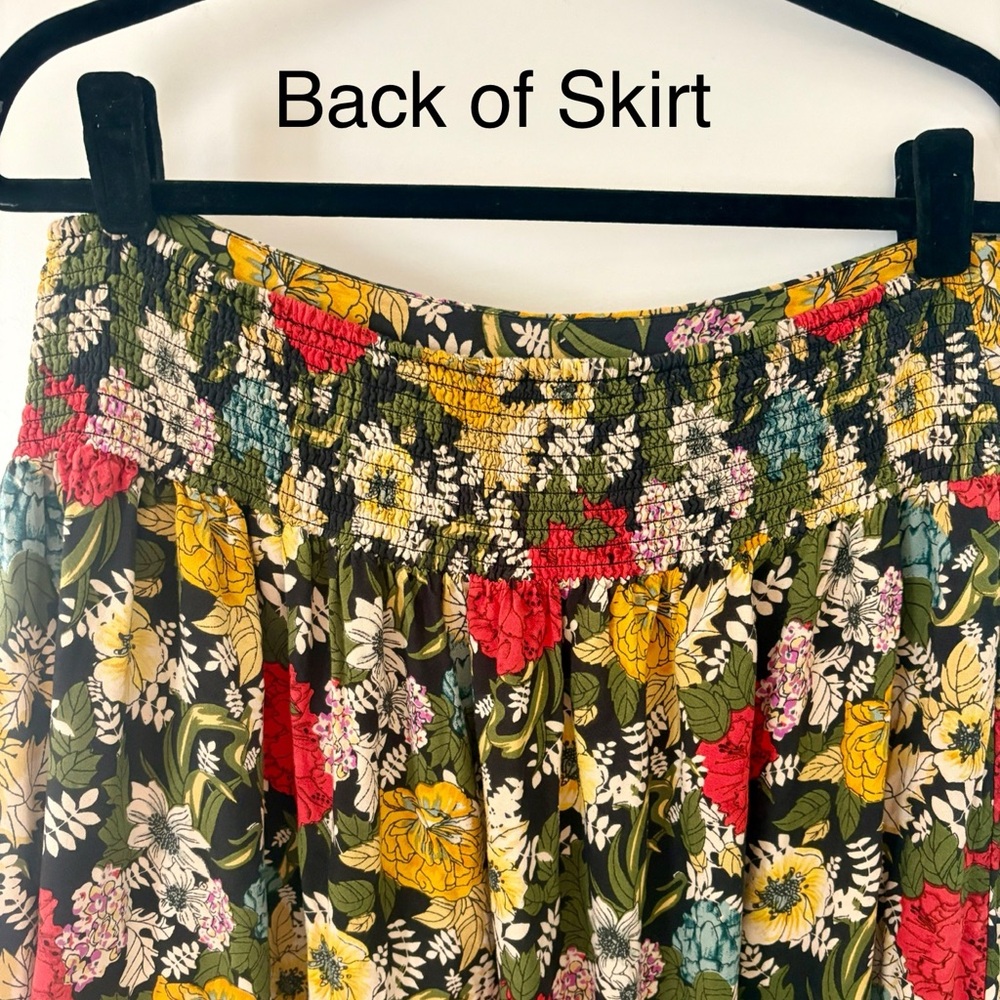 NATURAL LIFE Olive Floral Maxi Skirt with Red & Yellow Blooms - Picture 2 of 4
